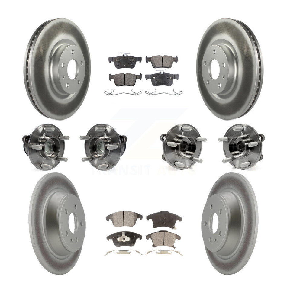 Front Rear Hub Bearings Assembly Coated Disc Brake Rotors And Semi-Metallic Pads Kit (10Pc) For Ford Fusion Lincoln MKZ KBB-111680