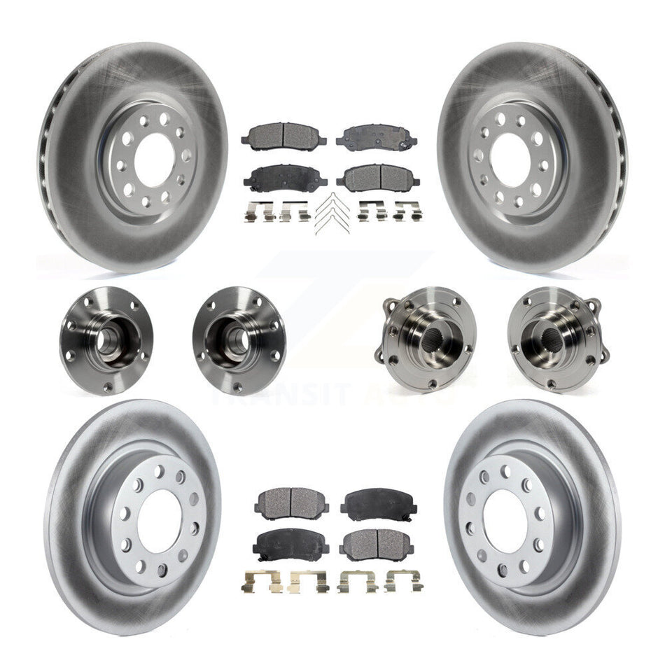 Front Rear Hub Bearings Assembly Coated Disc Brake Rotors And Semi-Metallic Pads Kit (10Pc) For 2013-2016 Dodge Dart KBB-111682