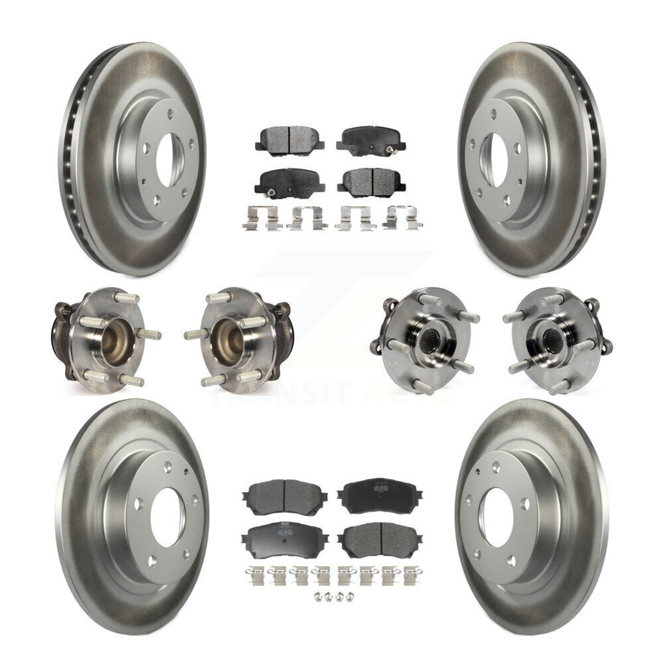 Front Rear Hub Bearings Assembly Coated Disc Brake Rotors And Semi-Metallic Pads Kit (10Pc) For Mazda 6 KBB-111688