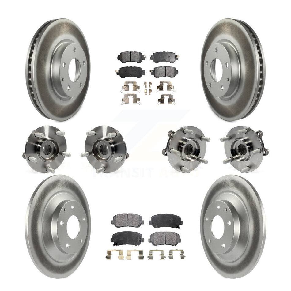 Front Rear Hub Bearings Assembly Coated Disc Brake Rotors And Semi-Metallic Pads Kit (10Pc) For Mazda CX-5 AWD KBB-111709