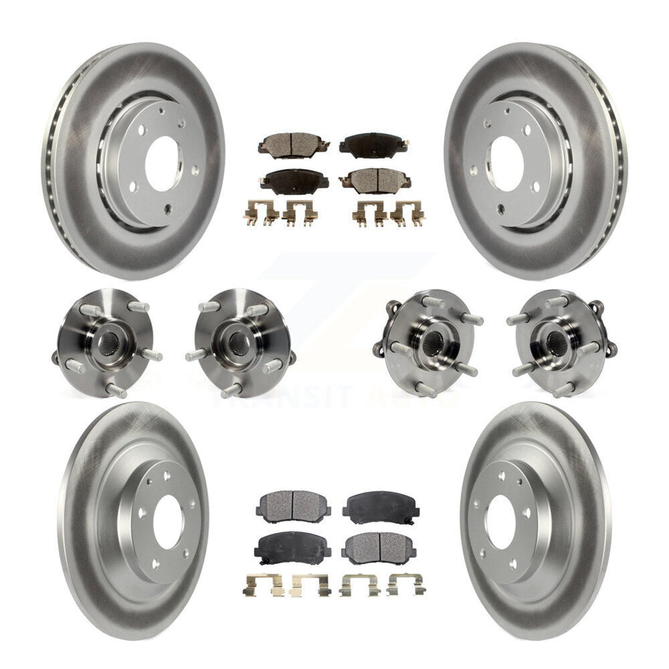 Front Rear Hub Bearings Assembly Coated Disc Brake Rotors And Semi-Metallic Pads Kit (10Pc) For Mazda CX-5 KBB-111710