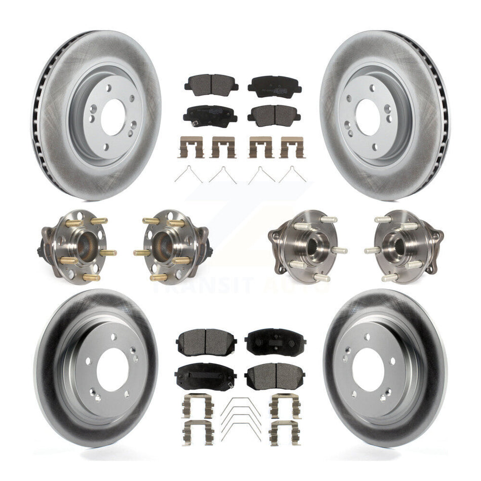 Front Rear Hub Bearings Assembly Coated Disc Brake Rotors And Semi-Metallic Pads Kit (10Pc) For Kia Optima With Electric Parking KBB-111715