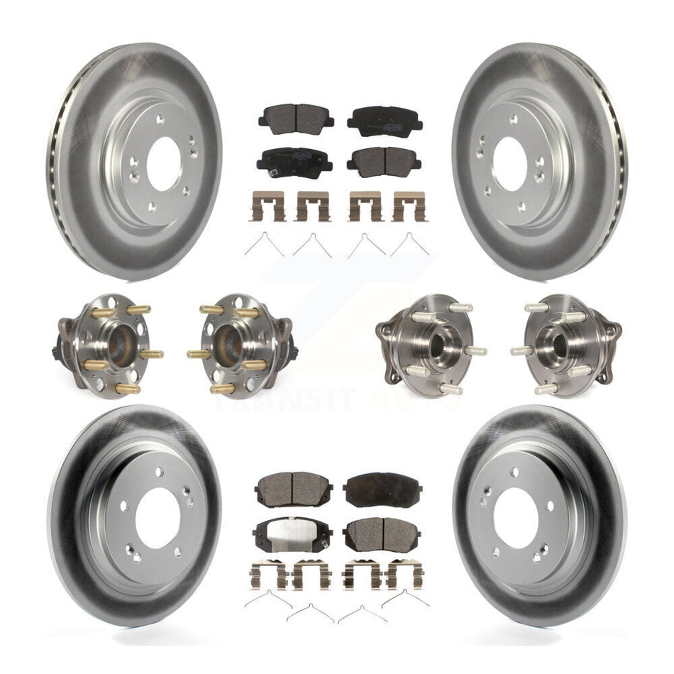 Front Rear Hub Bearings Assembly Coated Disc Brake Rotors And Semi-Metallic Pads Kit (10Pc) For Kia Optima With Electric Parking KBB-111719