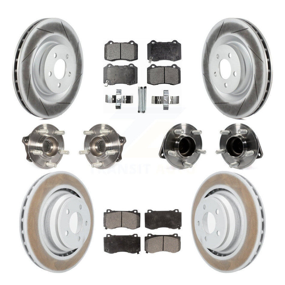 Front Rear Hub Bearings Assembly Coated Disc Brake Rotors And Semi-Metallic Pads Kit (10Pc) For Dodge Charger Challenger KBB-111727