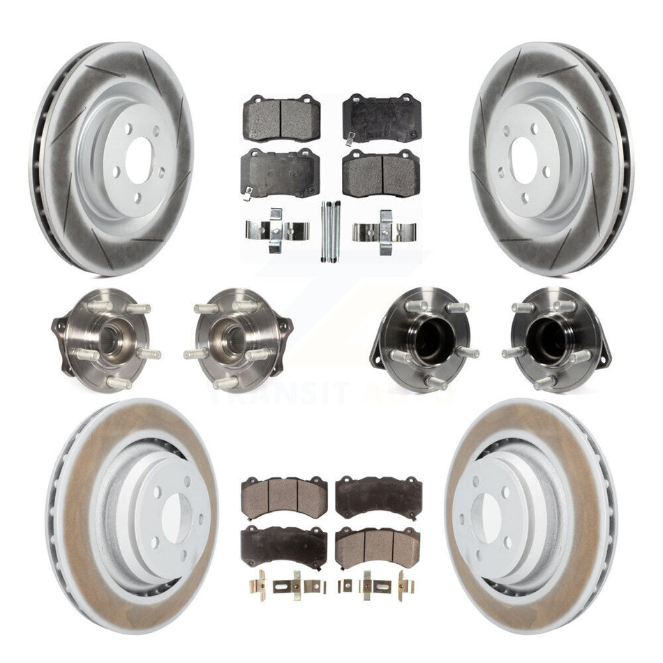 Front Rear Hub Bearings Assembly Coated Disc Brake Rotors And Semi-Metallic Pads Kit (10Pc) For Dodge Challenger Charger KBB-111731