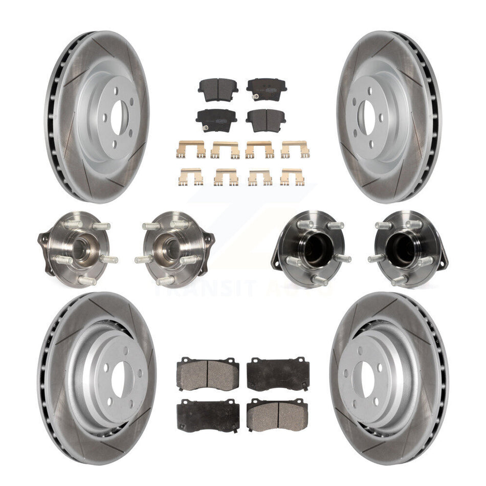 Front Rear Hub Bearings Assembly Coated Disc Brake Rotors And Semi-Metallic Pads Kit (10Pc) For 2015 Dodge Charger R T Scat Pack with RWD 6.4L KBB-111736