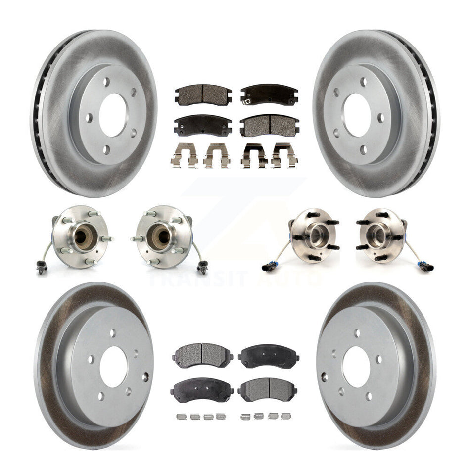Front Rear Hub Bearings Assembly Coated Disc Brake Rotors And Semi-Metallic Pads Kit (10Pc) For Buick Rendezvous KBB-111743