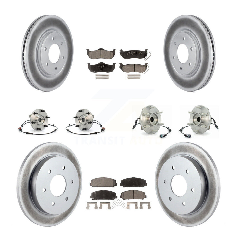 Front Rear Hub Bearings Assembly Coated Disc Brake Rotors And Semi-Metallic Pads Kit (10Pc) For 2007 INFINITI QX56 From 04 07 KBB-111751
