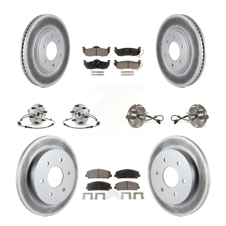 Front Rear Hub Bearings Assembly Coated Disc Brake Rotors And Semi-Metallic Pads Kit (10Pc) For 2012 Nissan Armada 4WD From 12 11 KBB-111753