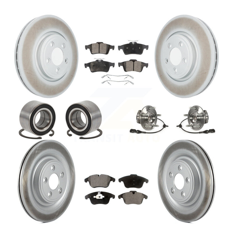 Front Rear Wheel Hub Bearings Assembly Coated Disc Brake Rotors And Semi-Metallic Pads Shoes Kit (10Pc) For 2013 Jaguar XF 2.0L KBB-111763