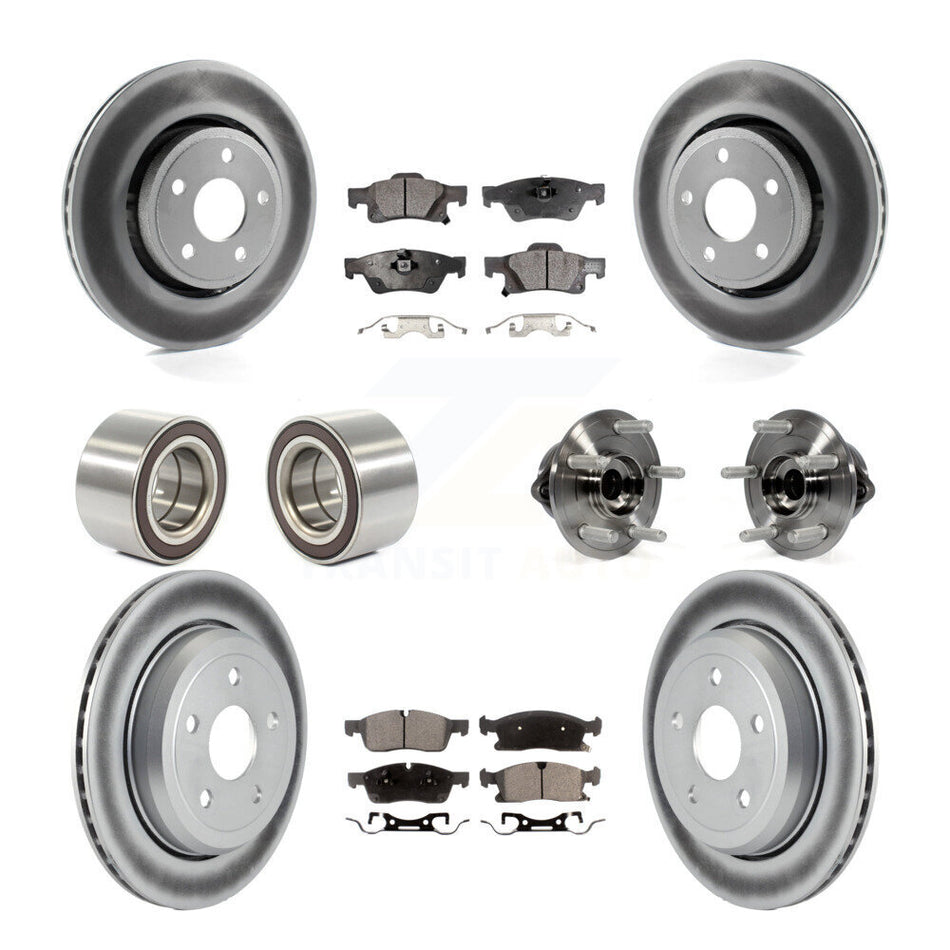 Front Rear Wheel Hub Bearings Assembly Coated Disc Brake Rotors And Semi-Metallic Pads Shoes Kit (10Pc) For Dodge Durango Jeep Grand Cherokee KBB-111772