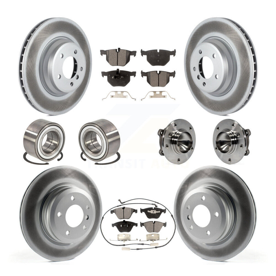 Front Rear Wheel Hub Bearings Assembly Coated Disc Brake Rotors And Semi-Metallic Pads Shoes Kit (10Pc) For BMW 335i 335d 335is KBB-111776