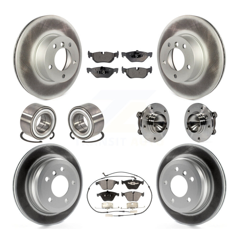 Front Rear Wheel Hub Bearings Assembly Coated Disc Brake Rotors And Semi-Metallic Pads Shoes Kit (10Pc) For BMW 328i KBB-111779