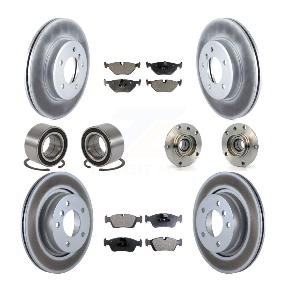 Front Rear Wheel Hub Bearings Assembly Coated Disc Brake Rotors And Semi-Metallic Pads Shoes Kit (10Pc) For BMW 325Ci 323i 328i 323Ci 328Ci KBB-111818