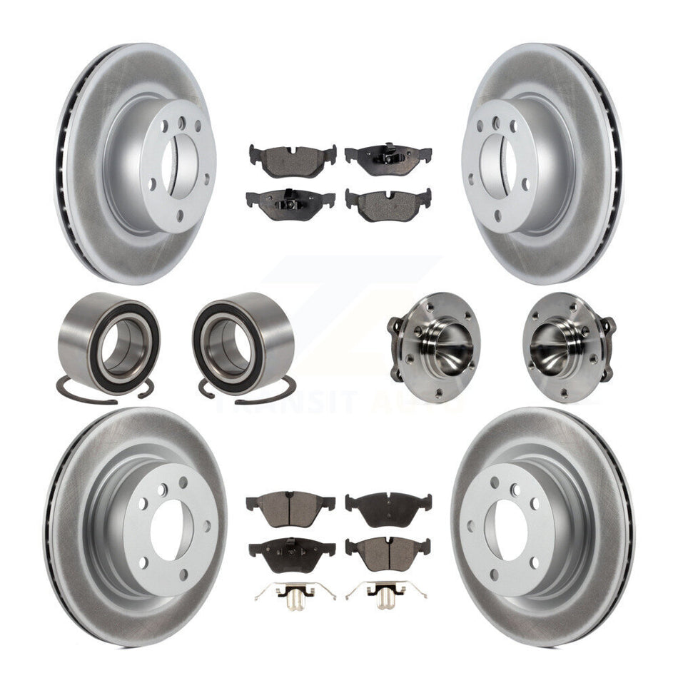 Front Rear Wheel Hub Bearings Assembly Coated Disc Brake Rotors And Semi-Metallic Pads Shoes Kit (10Pc) For BMW 328i 325i 323i KBB-111820