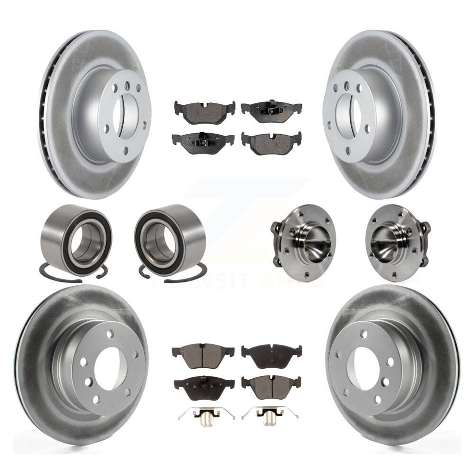 Front Rear Wheel Hub Bearings Assembly Coated Disc Brake Rotors And Semi-Metallic Pads Shoes Kit (10Pc) For 2008-2013 BMW 128i KBB-111821