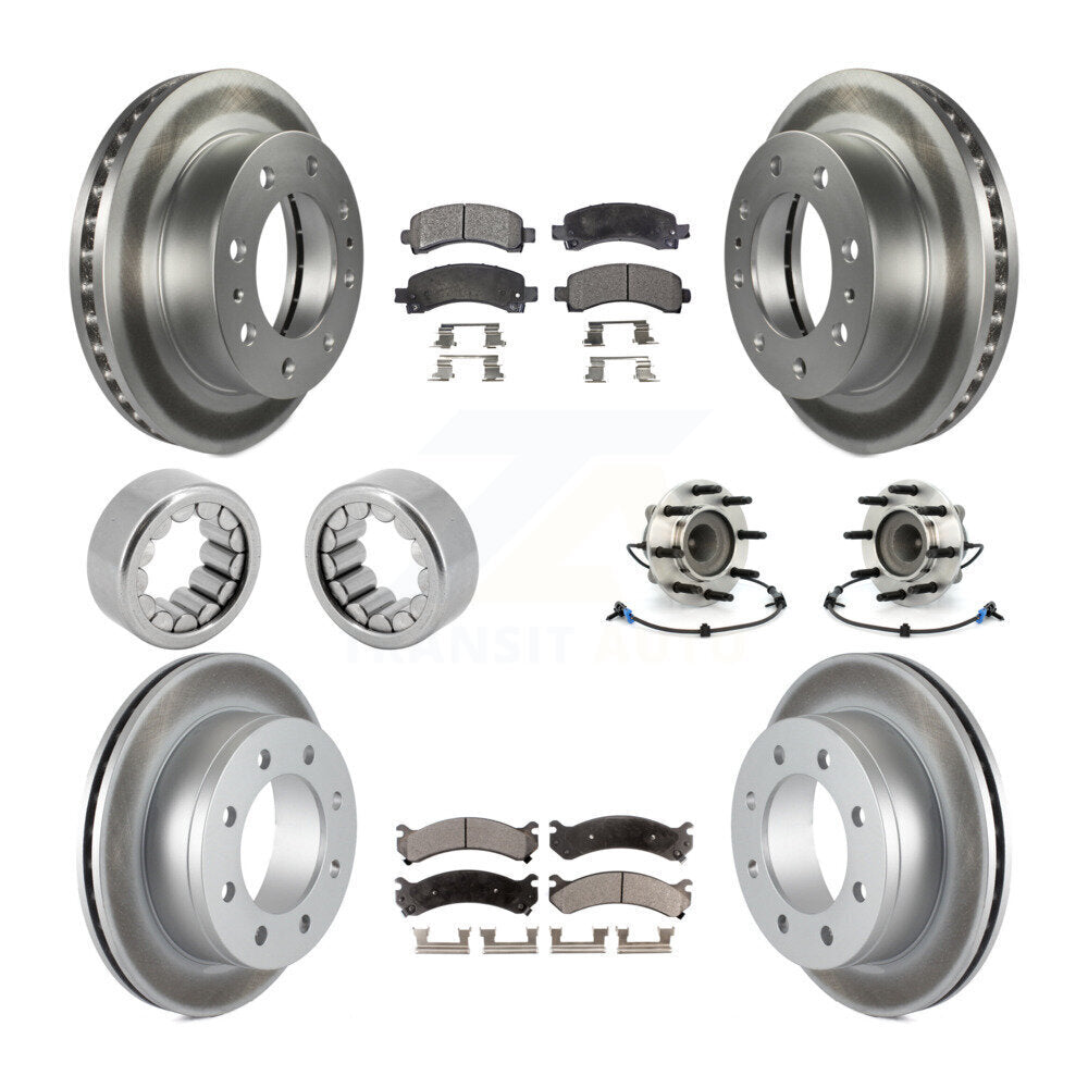 Front Rear Hub Bearing Coated Brake Rotor Pads Shoe Kit (10Pc) For Chevrolet Express 2500 KBB-111877