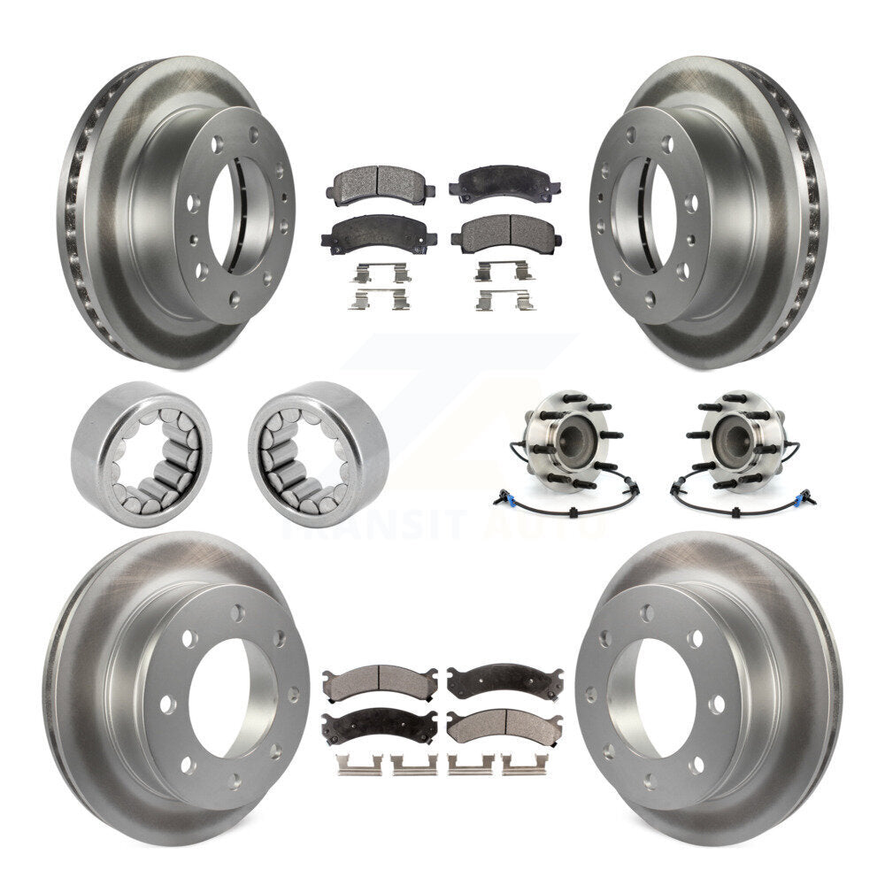 Front Rear Hub Bearing Coated Brake Rotor Pads Shoe Kit (10Pc) For Chevrolet Express 2500 KBB-111879