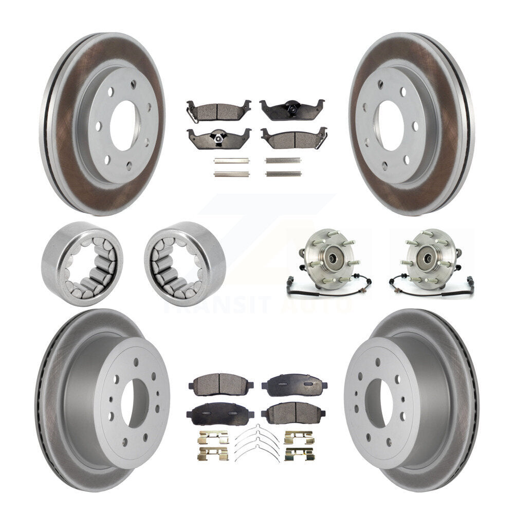 Front Rear Hub Bearing Coat Brake Rotor Pad Shoe Kit (10Pc) For 06-08 Lincoln Mark LT 4WD KBB-111887