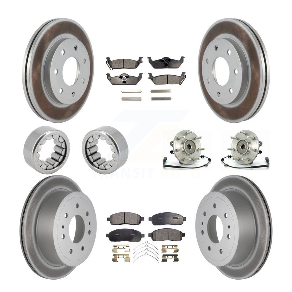 Front Rear Hub Bearing Coat Brake Rotor Pad Shoe Kit (10Pc) For 06-08 Lincoln Mark LT 4WD KBB-111887
