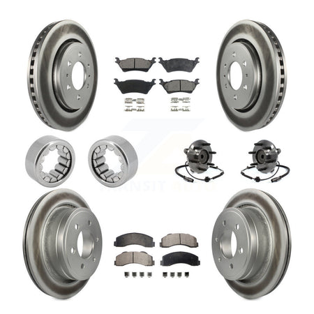 Front Rear Hub Bearing Coated Brake Rotor And Pad Shoe Kit (10Pc) For 2014 Ford F-150 RWD KBB-111915