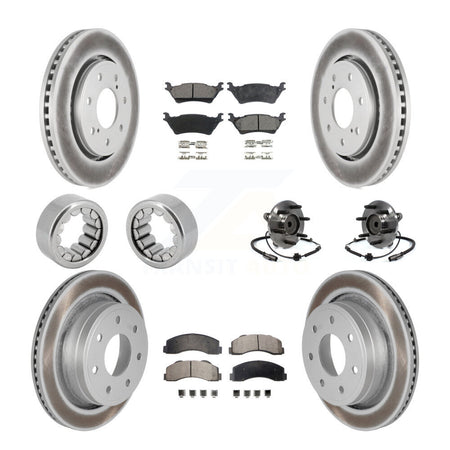 Front Rear Hub Bearing Coated Brake Rotor And Pad Shoe Kit (10Pc) For 2014 Ford F-150 RWD KBB-111917