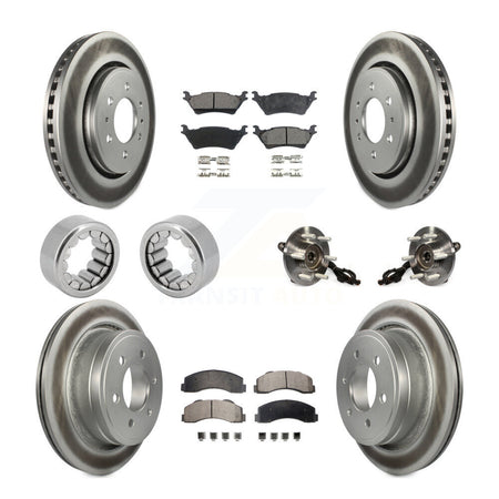 Front Rear Hub Bearings Coated Disc Brake Rotors And Pads Shoes Kit (10Pc) For Ford F-150 KBB-111923