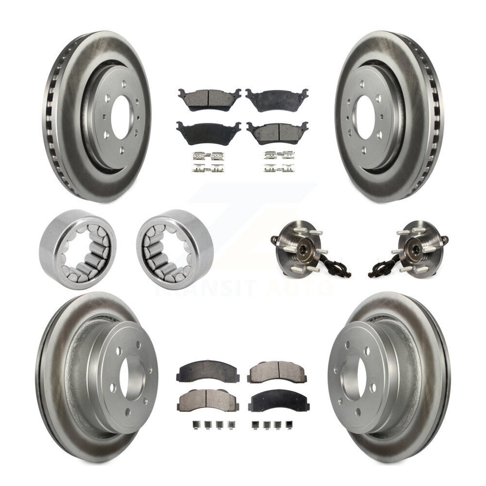 Front Rear Hub Bearings Coated Disc Brake Rotors And Pads Shoes Kit (10Pc) For Ford F-150 KBB-111923