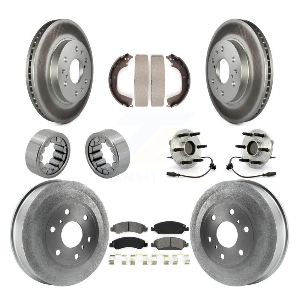 Front Rear Hub Bearing Coat Brake Rotor Pad Shoe Kit (10Pc) For GMC Sierra 1500 Chevrolet KBB-111938