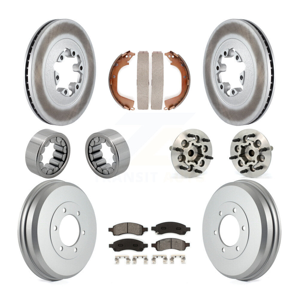 Front Rear Hub Bearing Coated Brake Rotor Pads Shoe Kit (10Pc) For Chevrolet Colorado GMC KBB-111940
