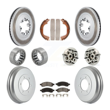 Front Rear Hub Bearing Coated Brake Rotor Pads Shoe Kit (10Pc) For Chevrolet Colorado GMC KBB-111940