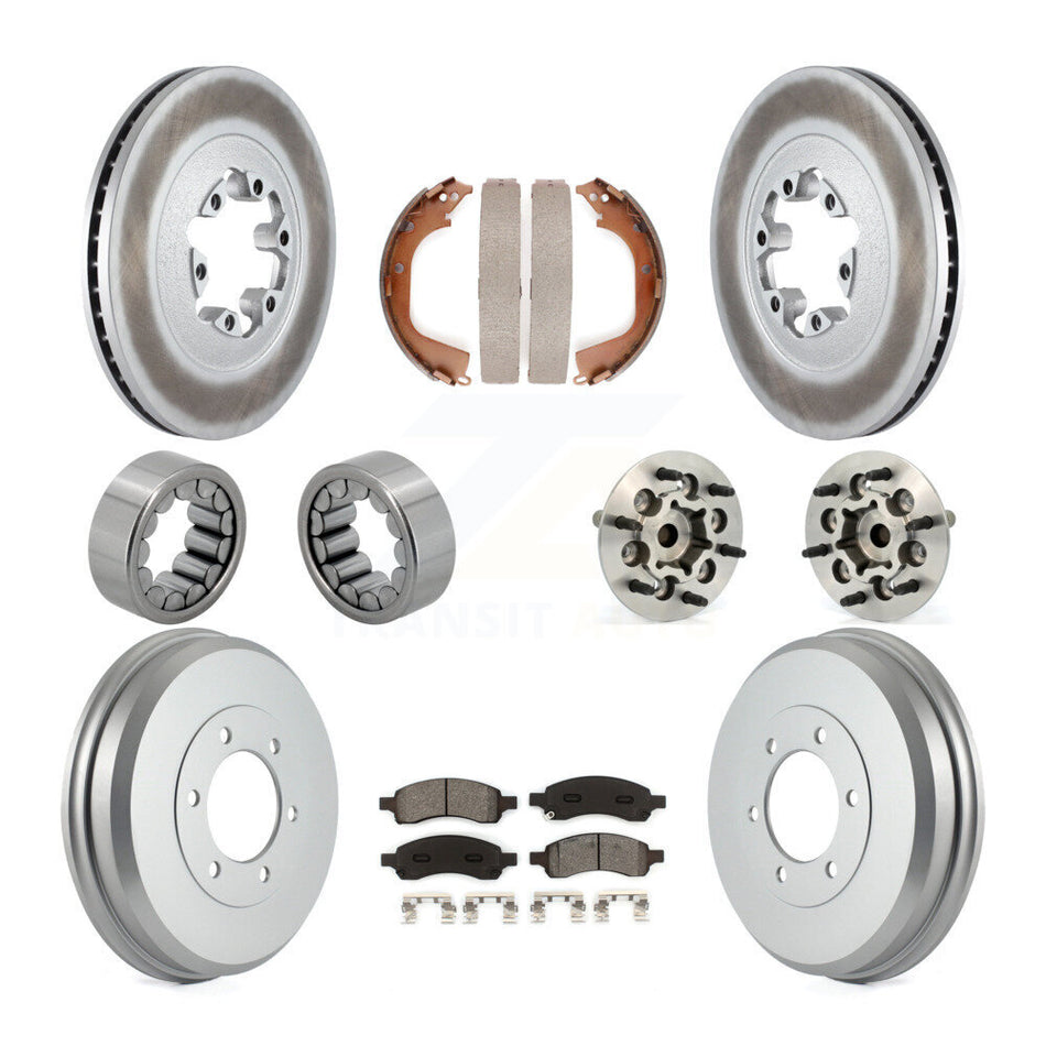 Front Rear Hub Bearing Coated Brake Rotor Pads Shoe Kit (10Pc) For Chevrolet Colorado GMC KBB-111940