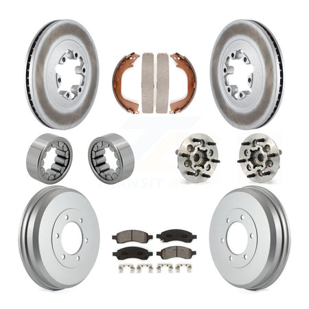 Front Rear Hub Bearing Coated Brake Rotor Pads Shoe Kit (10Pc) For Chevrolet Colorado GMC KBB-111941