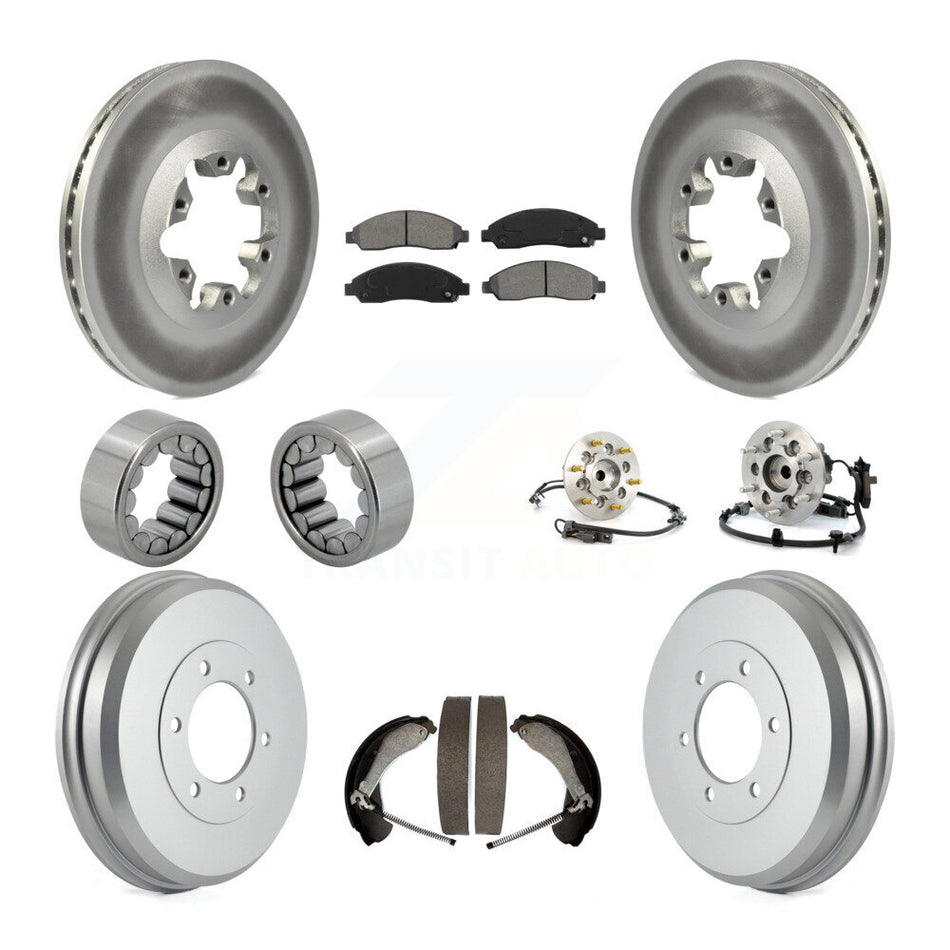 Front Rear Hub Bearing Coated Brake Rotor Pads Shoe Kit (10Pc) For Chevrolet Colorado GMC KBB-111956