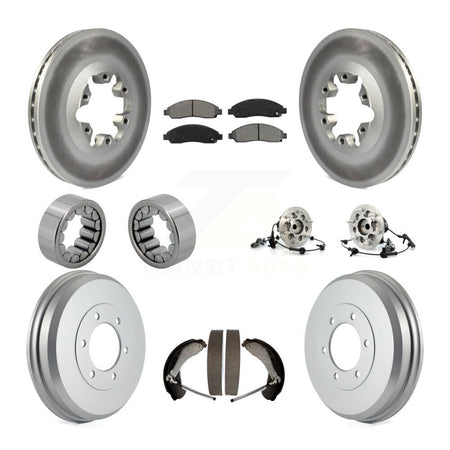 Front Rear Hub Bearing Coated Brake Rotor Pads Shoe Kit (10Pc) For Chevrolet Colorado GMC KBB-111958