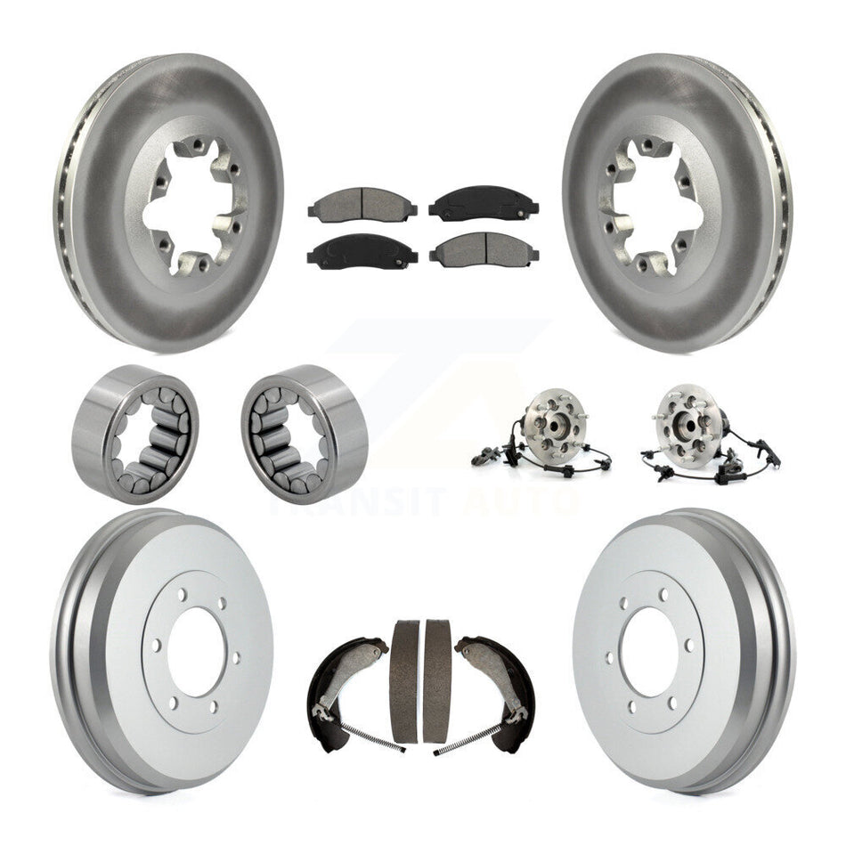 Front Rear Hub Bearing Coated Brake Rotor Pads Shoe Kit (10Pc) For Chevrolet Colorado GMC KBB-111958