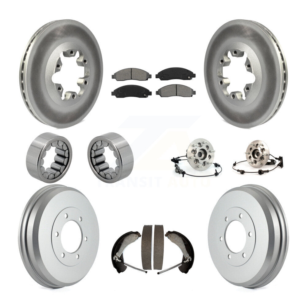 Front Rear Hub Bearing Coated Brake Rotor Pads Shoe Kit (10Pc) For Chevrolet Colorado GMC KBB-111962