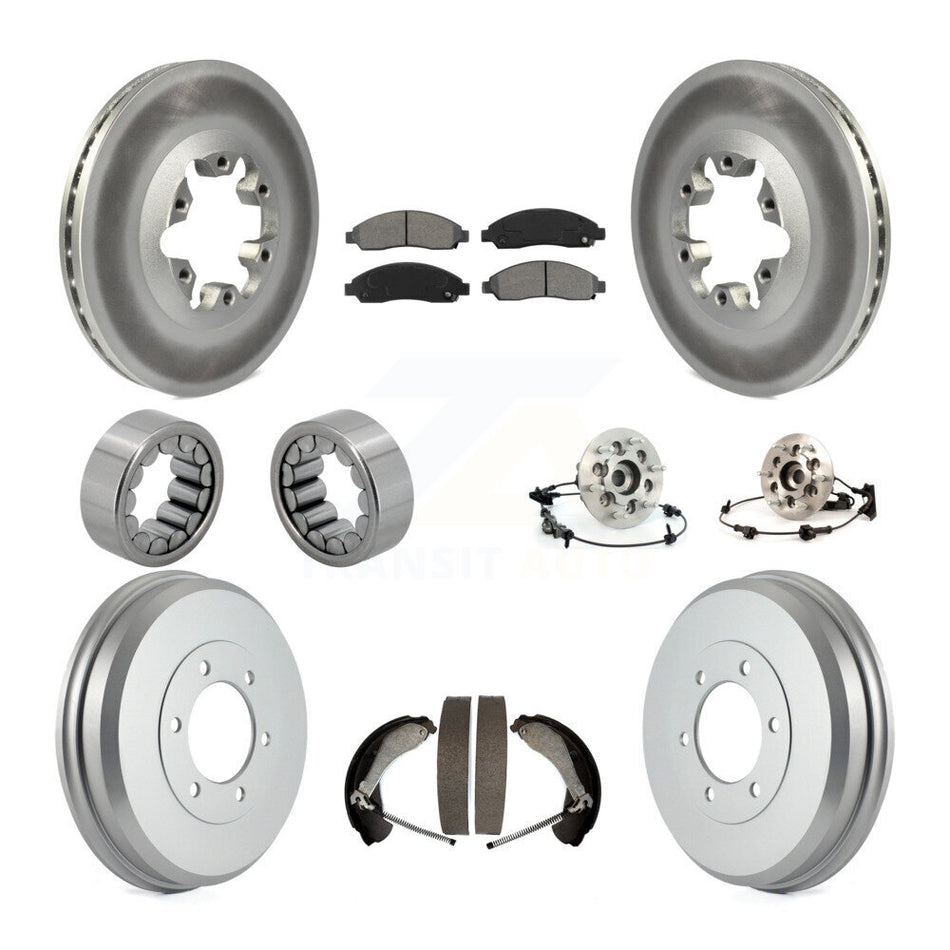 Front Rear Hub Bearing Coated Brake Rotor Pads Shoe Kit (10Pc) For Chevrolet Colorado GMC KBB-111962