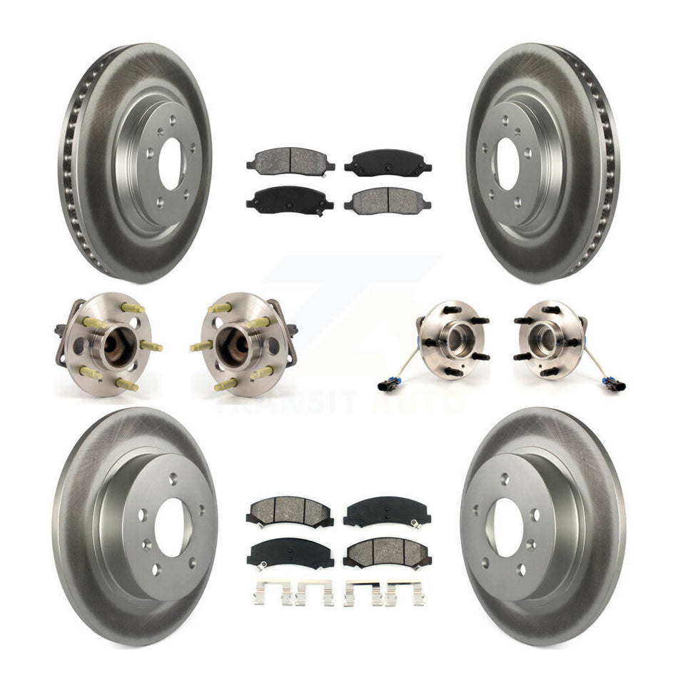Front Rear Hub Bearings Assembly Coated Disc Brake Rotors And Semi-Metallic Pads Kit (10Pc) For 2006-2011 Buick Lucerne 4.6L KBB-111965