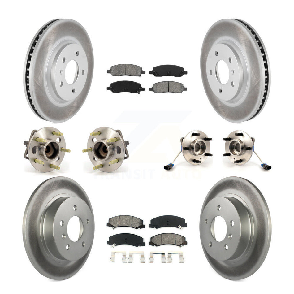 Front Rear Hub Bearings Assembly Coated Disc Brake Rotors And Semi-Metallic Pads Kit (10Pc) For Buick Lucerne KBB-111966
