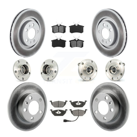 Front Rear Hub Bearing Coated Brake Rotor Pads Kit (10Pc) For 07-09 Volkswagen Jetta City KBB-111967