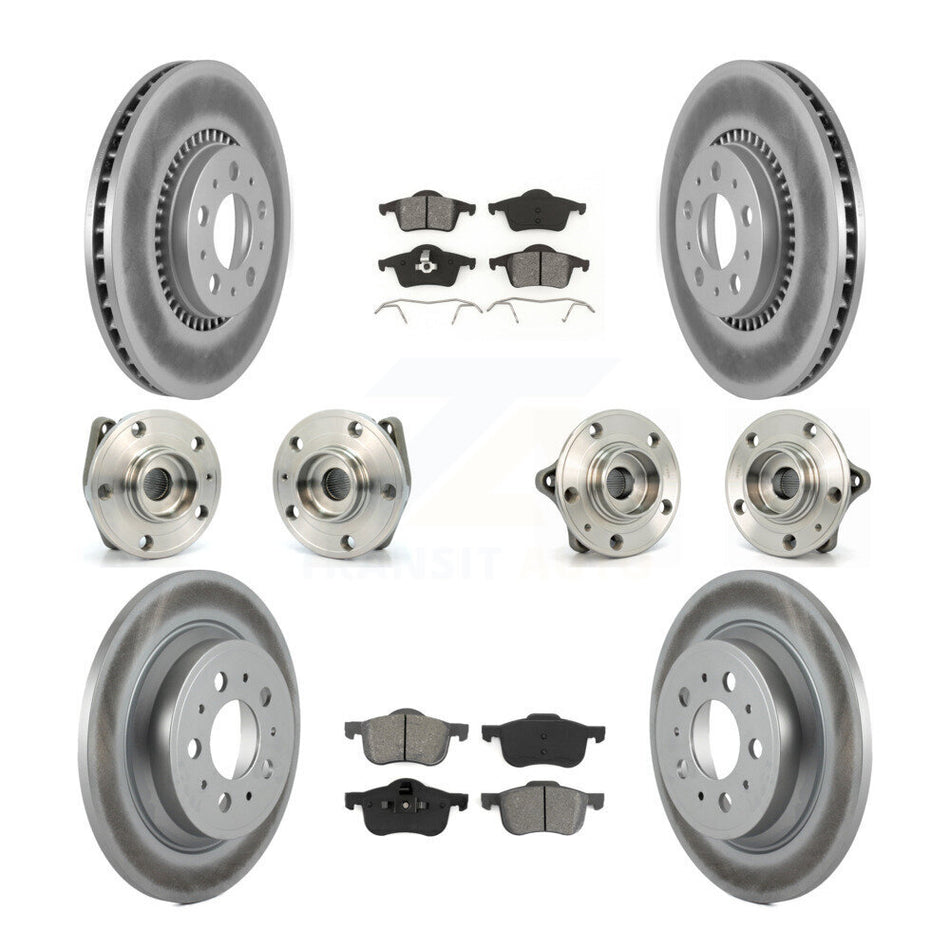 Front Rear Hub Bearings Assembly Coated Disc Brake Rotors And Semi-Metallic Pads Kit (10Pc) For Volvo S60 XC70 V70 S80 KBB-112007
