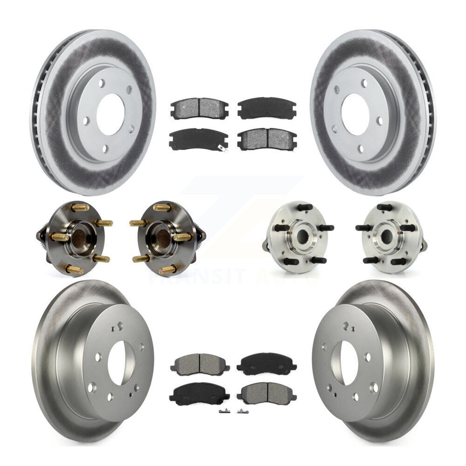 Front Rear Hub Bearings Assembly Coated Disc Brake Rotors And Semi-Metallic Pads Kit (10Pc) For Mitsubishi Galant KBB-112012