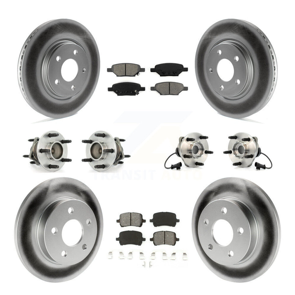 Front Rear Hub Bearings Assembly Coated Disc Brake Rotors And Semi-Metallic Pads Kit (10Pc) For Chevrolet Malibu Pontiac G6 Saturn Aura KBB-112016