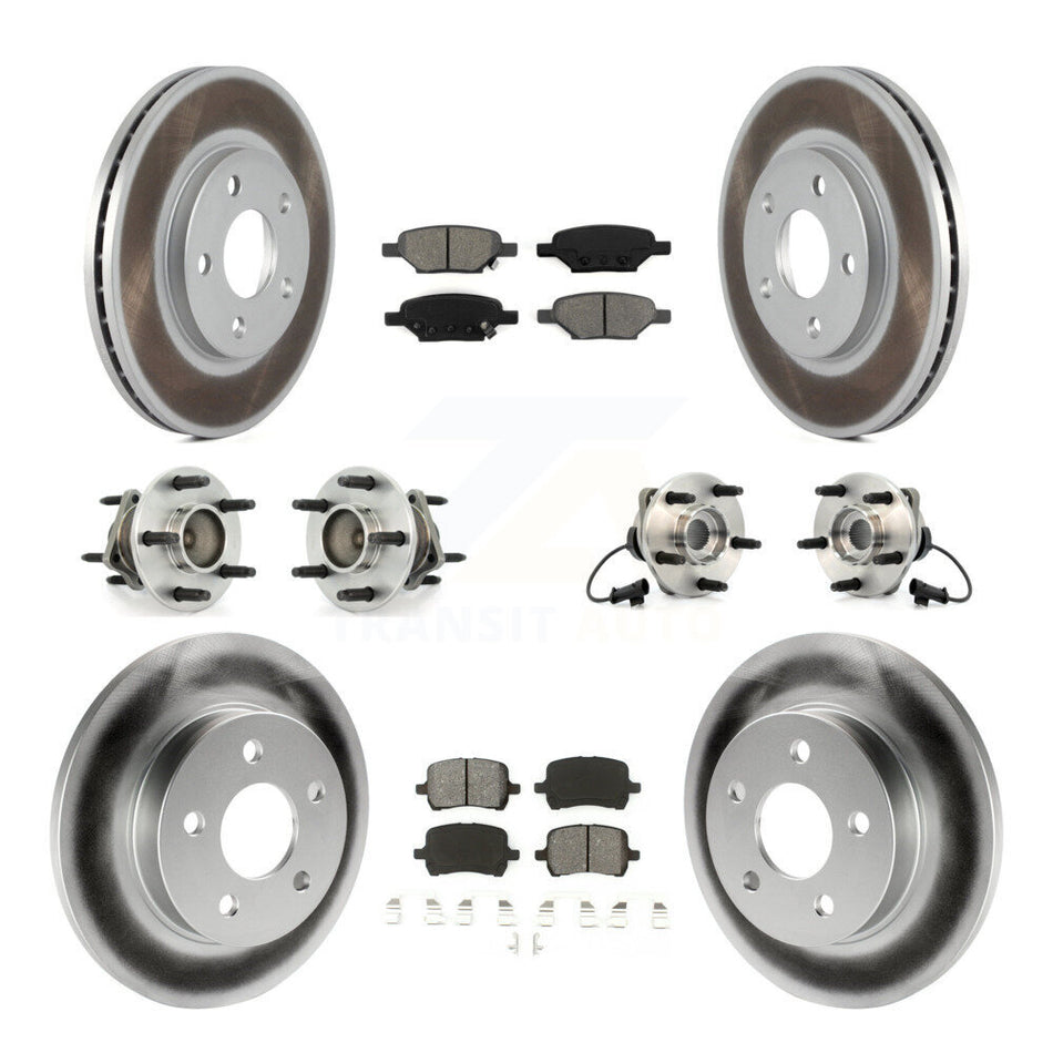 Front Rear Hub Bearings Assembly Coated Disc Brake Rotors And Semi-Metallic Pads Kit (10Pc) For Chevrolet Malibu Pontiac G6 With 276mm Diameter Rotor KBB-112018