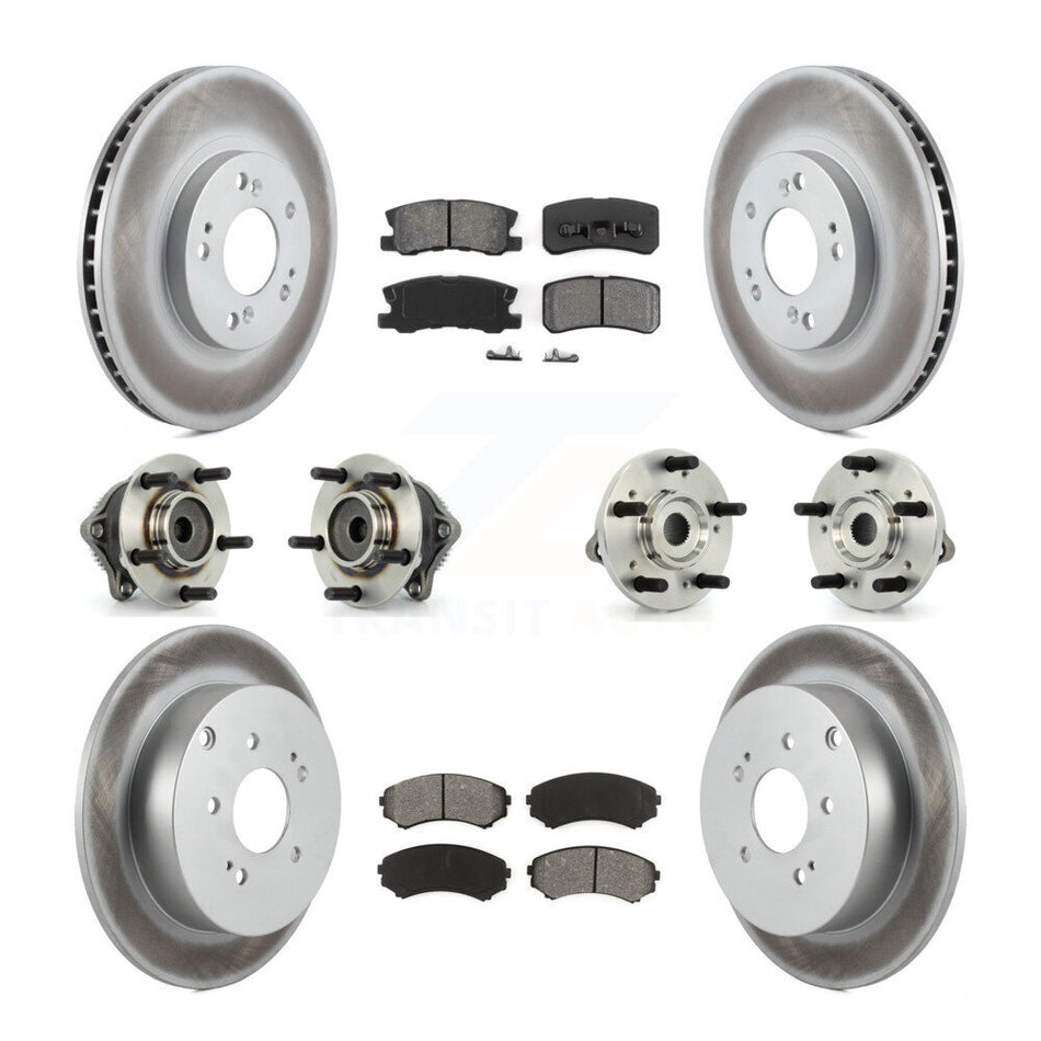 Front Rear Hub Bearings Assembly Coated Disc Brake Rotors And Semi-Metallic Pads Kit (10Pc) For Mitsubishi Endeavor FWD KBB-112020