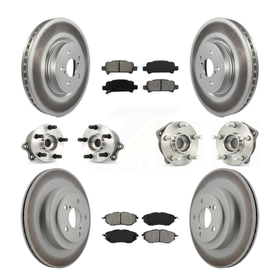 Front Rear Hub Bearings Assembly Coated Disc Brake Rotors And Semi-Metallic Pads Kit (10Pc) For Subaru Legacy KBB-112026