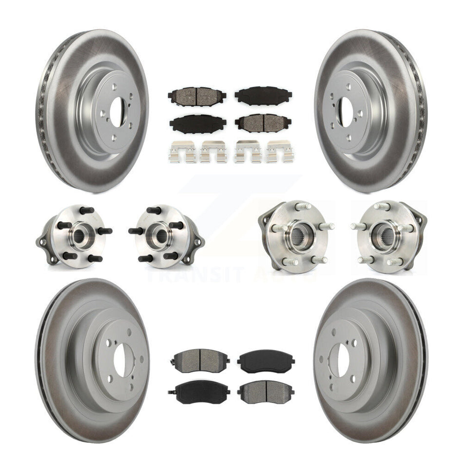 Front Rear Hub Bearings Assembly Coated Disc Brake Rotors And Semi-Metallic Pads Kit (10Pc) For Subaru Legacy KBB-112027