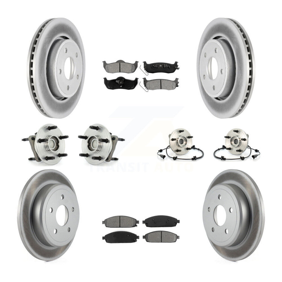 Front Rear Hub Bearings Assembly Coated Disc Brake Rotors And Semi-Metallic Pads Kit (10Pc) For Jeep Grand Cherokee Commander KBB-112041