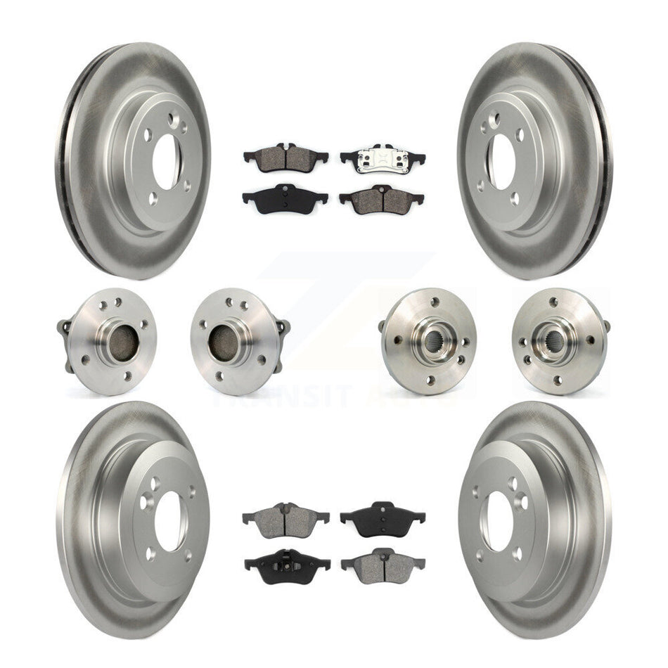Front Rear Hub Bearings Assembly Coated Disc Brake Rotors And Semi-Metallic Pads Kit (10Pc) For 2002-2005 Mini Cooper With 276mm Diameter Rotor KBB-112042